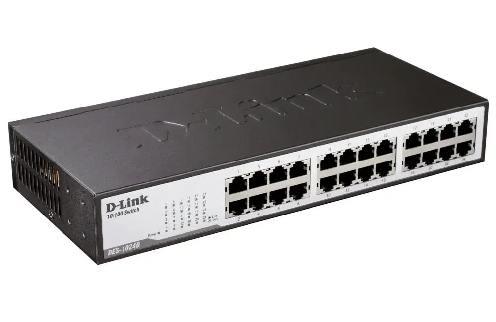 Switch, D-Link 24 porturi 10/100Mbps Fast Ethernet Unmanaged Switch, montabil în rack - image 1