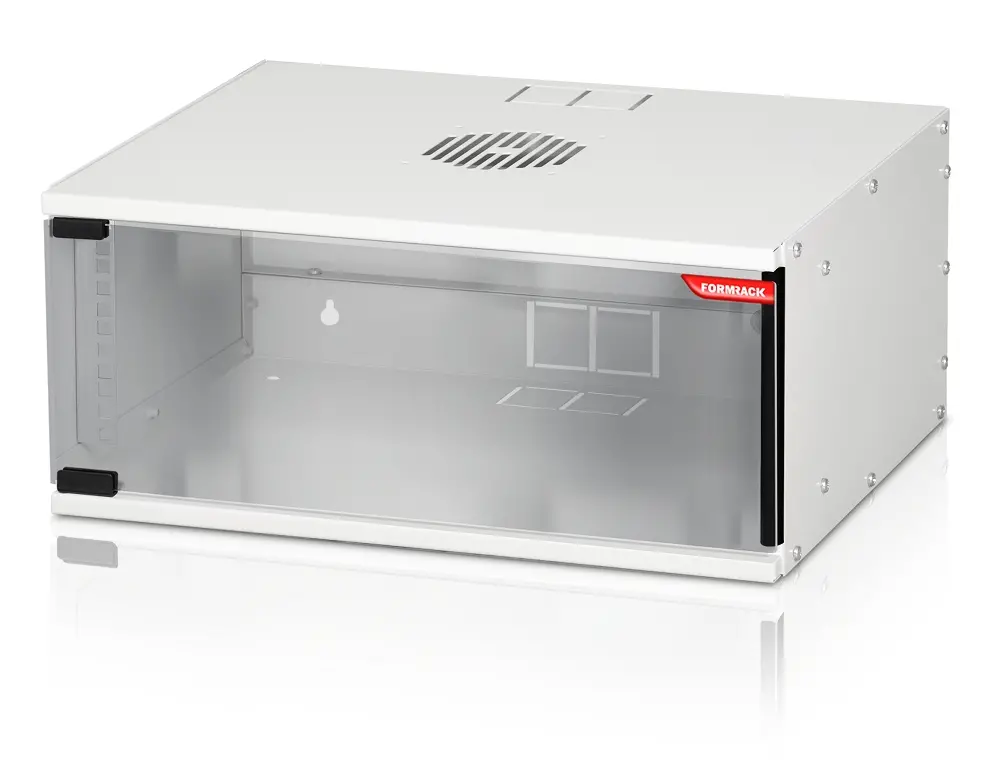 Dulap de comunicații, Formrack 19" Rack de perete 4U SOHO 512/400mm, înălțime: 225mm, capacitate de încărcare: 50kg., ușă din sticlă securizată, 19"