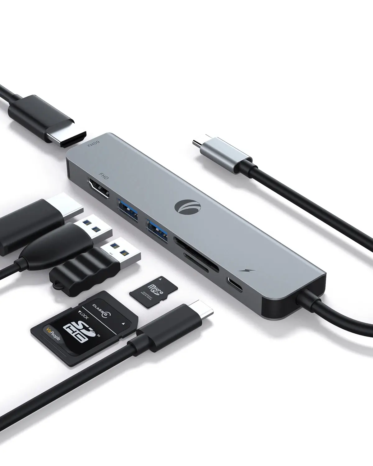 VCom docking station Docking Station Type-C 7-in-1 - CUE39 - PD3.0 100W, HDMI x 2, USB3.0 x 2, SD, TF - image 1