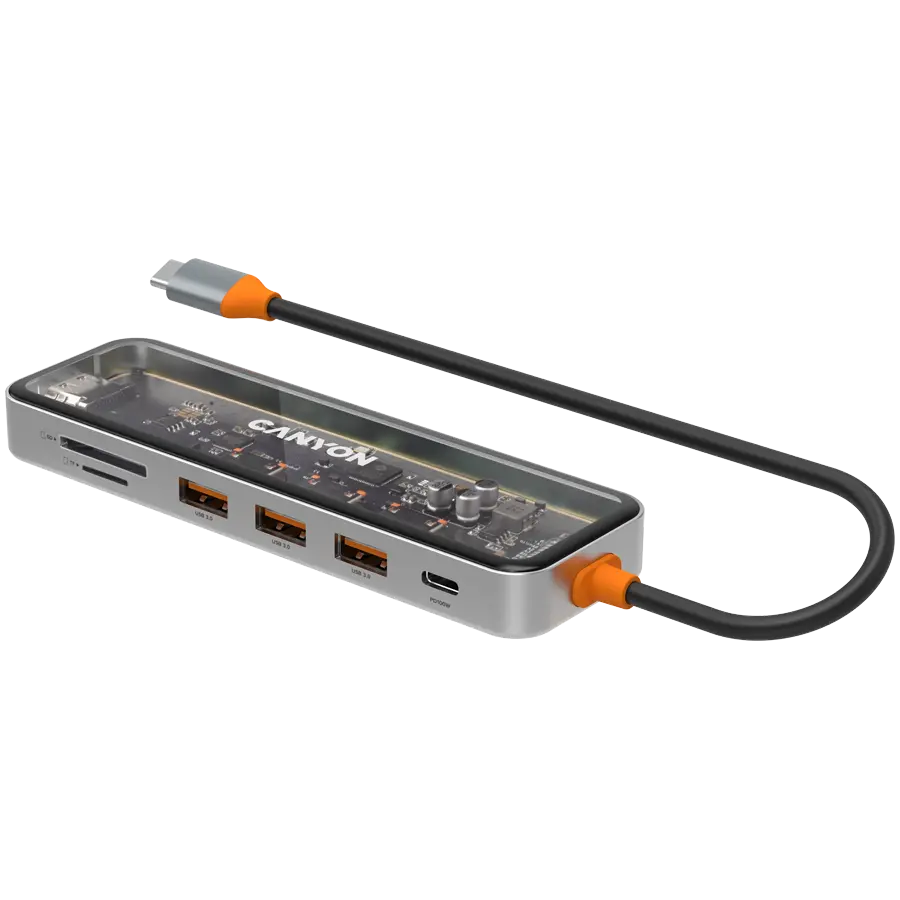 CANYON hub DS-13 7in1 4k USB-C Transparent Space Grey - image 2