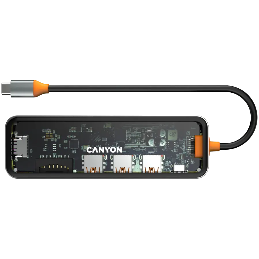 CANYON hub DS-13 7in1 4k USB-C Transparent Space Grey - image 4