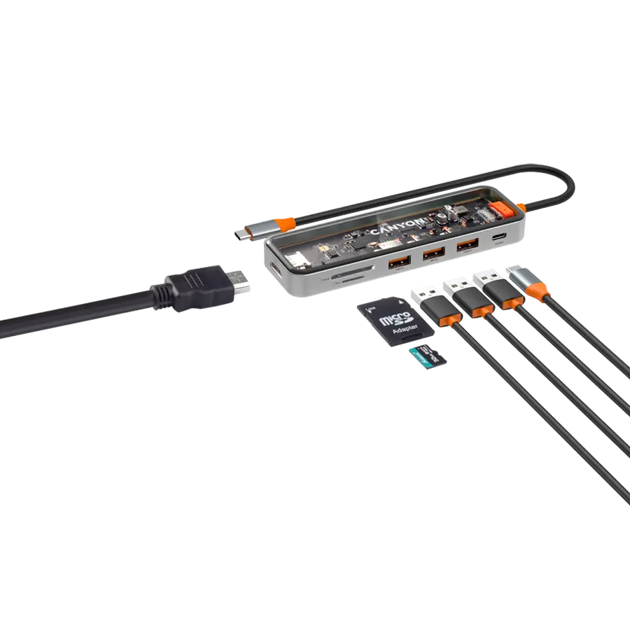 CANYON hub DS-13 7in1 4k USB-C Transparent Space Grey - image 5