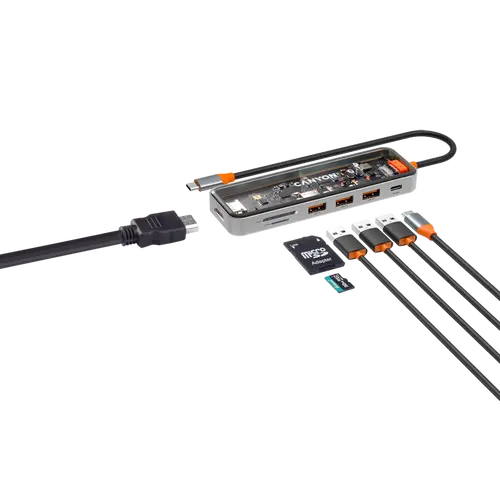 CANYON hub DS-13 7in1 4k USB-C Transparent Space Grey - image 5