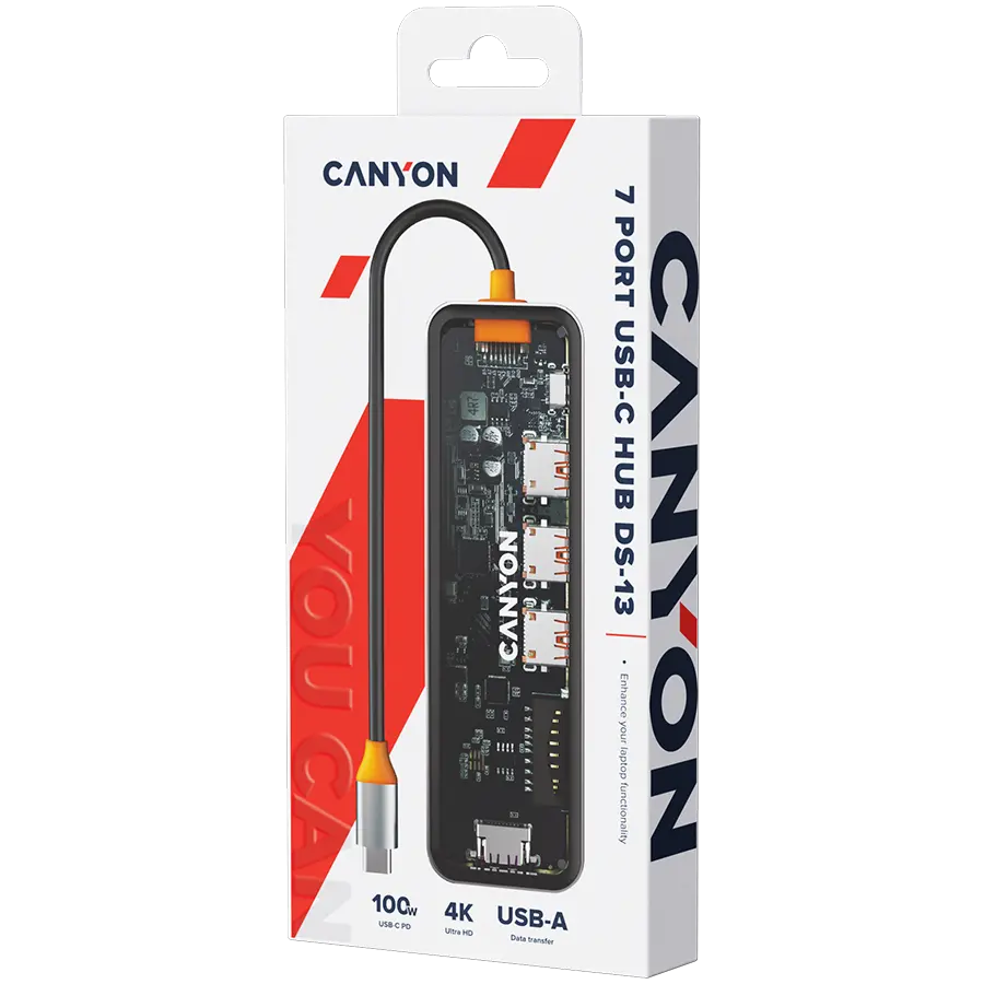 CANYON hub DS-13 7in1 4k USB-C Transparent Space Grey - image 6