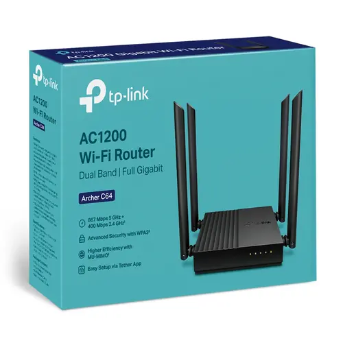 AC1200 Dual-Band Wi-Fi RouterSPEED: 400 Mbps at 2.4 GHz + 867 Mbps at 5 GHzSPEC: 4× Antennas, 1× Gigabit WAN Port + 4× Gigabit LAN PortsFEATURE: Tether App, WPA3, Access Point Mode, IPv6 Supported, IPTV, Beamforming, Smart Connect, Airtime Fairnes - image 2