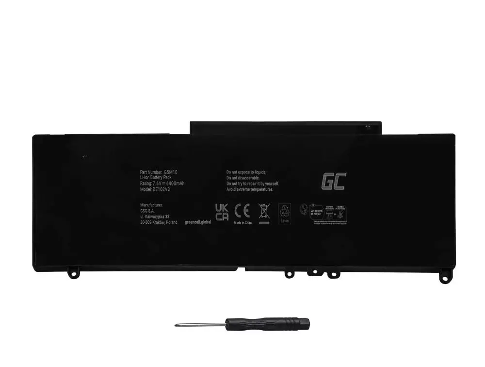 Μπαταρία φορητού υπολογιστή Dell Latitude E5250 E5450 E5550 G5M10 0WYJC2 7,6V 6200mAh GREEN CELL - image 2