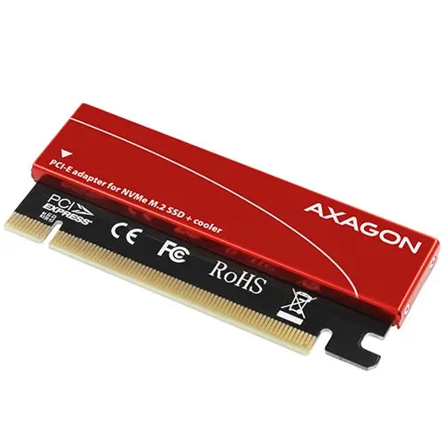 AXAGON PCEM2-S PCI-E 3.0 16x - M.2 SSD NVMe, up to 80mm SSD, low profile, cooler - image 1