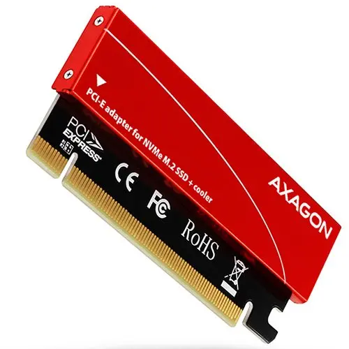 AXAGON PCEM2-S PCI-E 3.0 16x - M.2 SSD NVMe, up to 80mm SSD, low profile, cooler - image 2