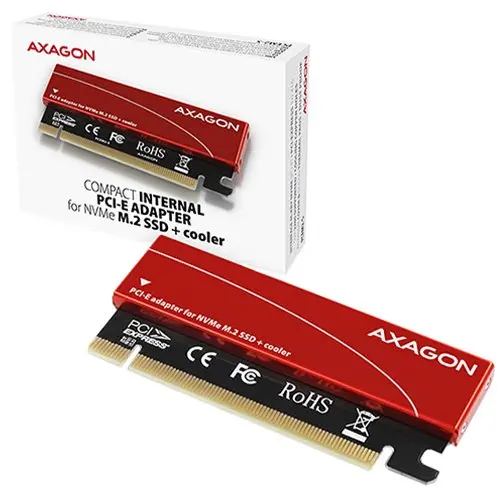 AXAGON PCEM2-S PCI-E 3.0 16x - M.2 SSD NVMe, up to 80mm SSD, low profile, cooler - image 3