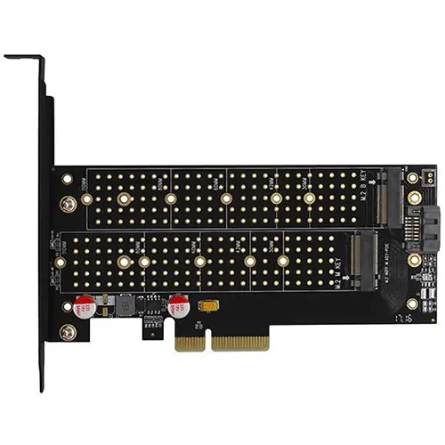 AXAGON PCEM2-D PCI-E 3.0 4x - DUAL M.2 SSD (NVMe + SATA), dual voltage, up to 110mm SSD - image 1