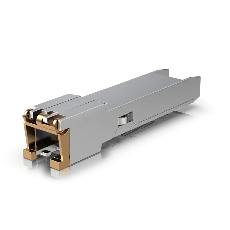Ubiquiti UACC-CM-RJ45-MG SFP+ to RJ45 adapter, 1/2.5/5/10 GbE is a RJ45 transceiver that can be inserted into an SFP port in order to connect a copper Ethernet cable - image 3