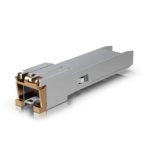 Ubiquiti UACC-CM-RJ45-MG SFP+ to RJ45 adapter, 1/2.5/5/10 GbE is a RJ45 transceiver that can be inserted into an SFP port in order to connect a copper Ethernet cable - image 3