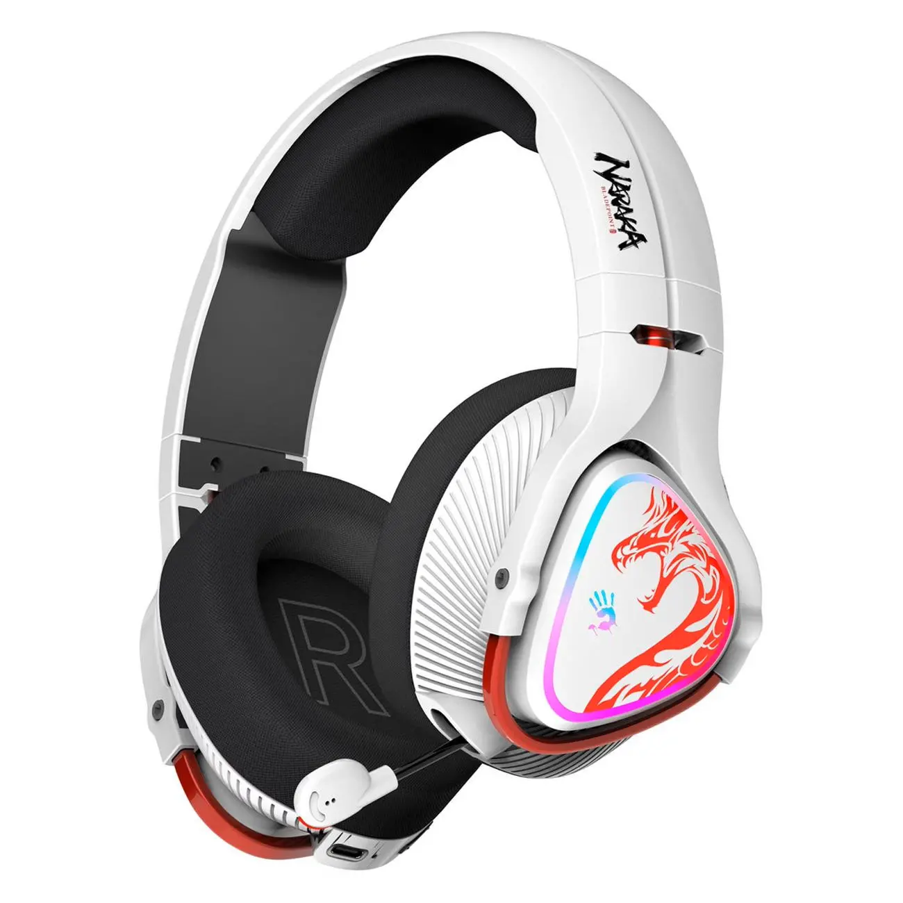 Căști de gaming A4TECH Bloody MR720 Naraka, RGB, Bluetooth + USB, Albe