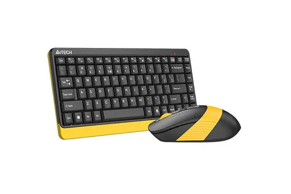 Комплект клавиатура и мишка A4TECH Fstyler FG1110, Безжичен, Черен/Жълт - image 2