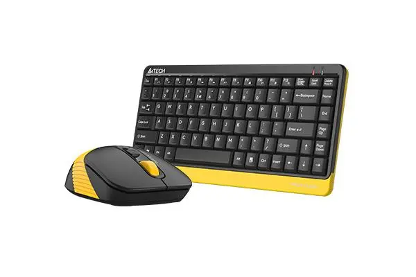 Комплект клавиатура и мишка A4TECH Fstyler FG1110, Безжичен, Черен/Жълт - image 3