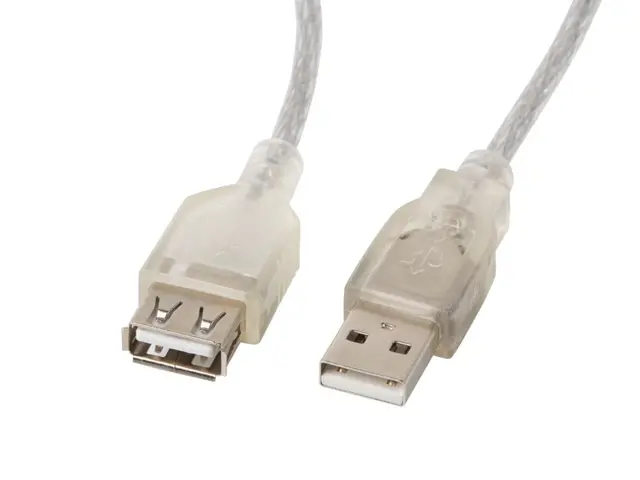 Кабел, Lanberg extension cable USB 2.0 AM-AF,  1.8m, transparent ferrite