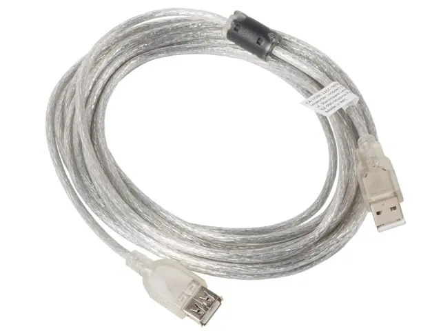 Кабел, Lanberg extension cable USB 2.0 AM-AF, 5m, transparent ferrite - image 1