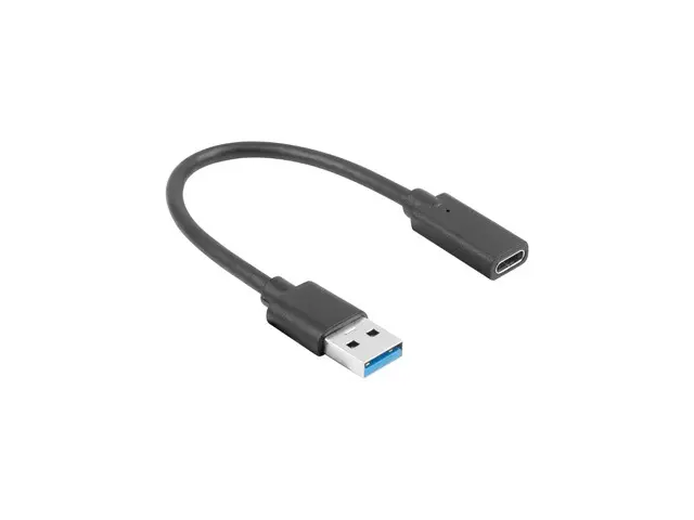 Кабел, Lanberg USB-C (F) -> USB-A(M) cable 0.15 m, black - image 1