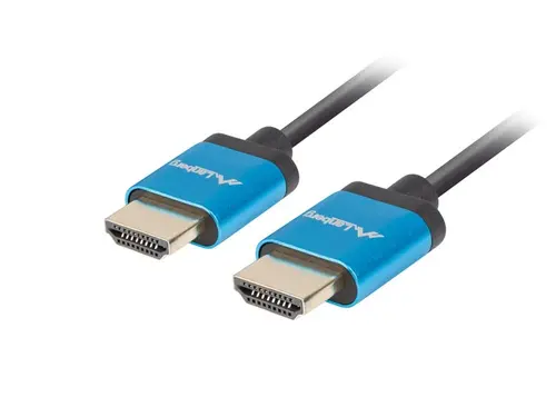 Кабел, Lanberg HDMI M/M V2.0 4K cable 0.5m, slim, black