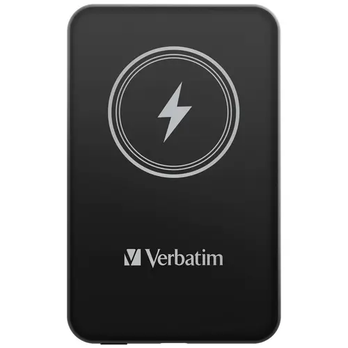 Външна батерия, Verbatim MCP-5BK Power Pack 5000 mAh with UBS-C PD 20W / Magnetic Wireless Charging 15W Black
