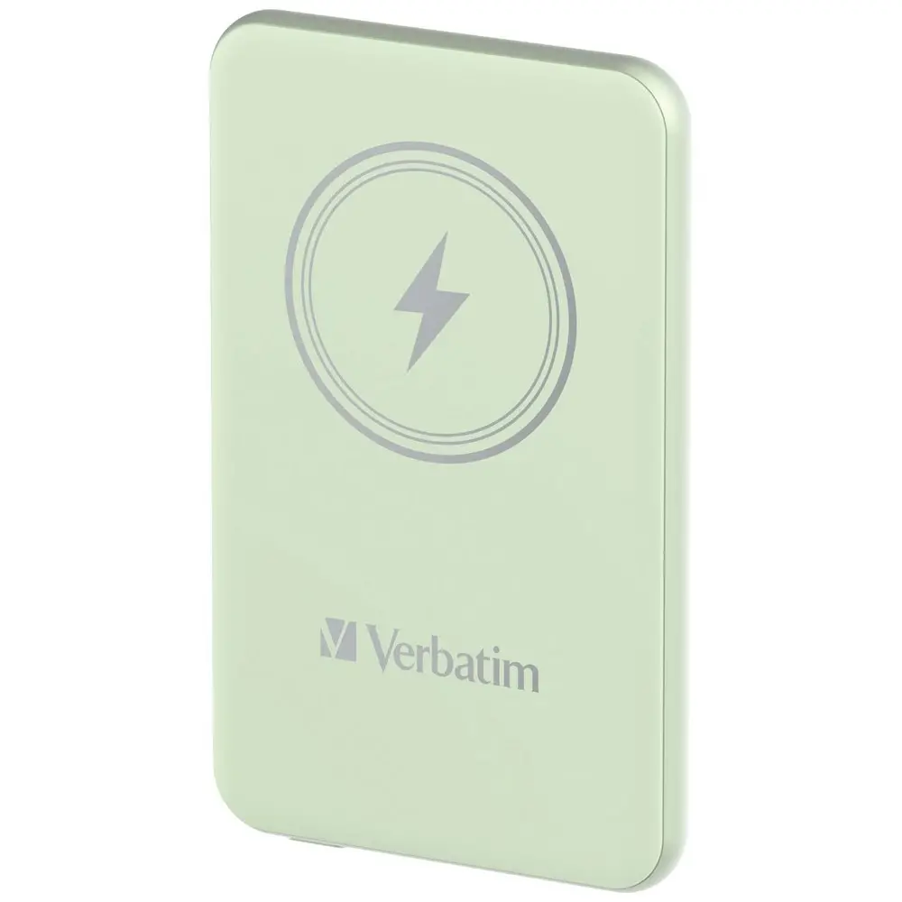 Външна батерия, Verbatim MCP-5GN Power Pack 5000 mAh with UBS-C PD 20W / Magnetic Wireless Charging 15W Green - image 1