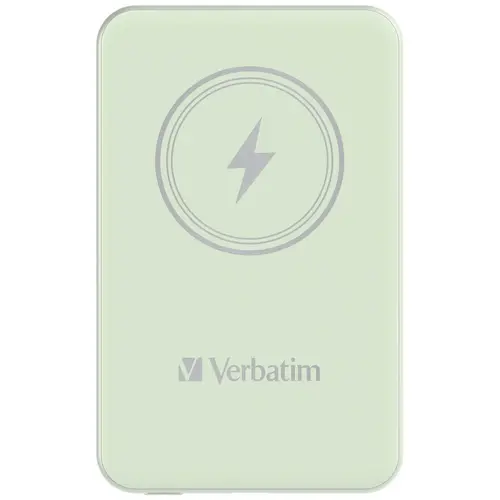 Външна батерия, Verbatim MCP-5GN Power Pack 5000 mAh with UBS-C PD 20W / Magnetic Wireless Charging 15W Green