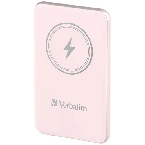 Външна батерия, Verbatim MCP-5PK Power Pack 5000 mAh with UBS-C PD 20W / Magnetic Wireless Charging 15W Pink - image 1