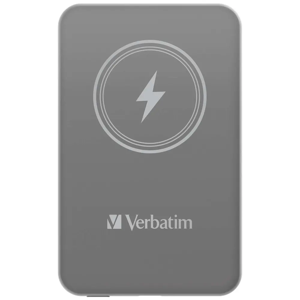 Външна батерия, Verbatim MCP-5GY Power Pack 5000 mAh with UBS-C PD 20W / Magnetic Wireless Charging 15W Grey