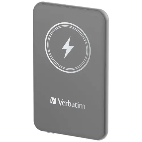 Външна батерия, Verbatim MCP-5GY Power Pack 5000 mAh with UBS-C PD 20W / Magnetic Wireless Charging 15W Grey - image 1