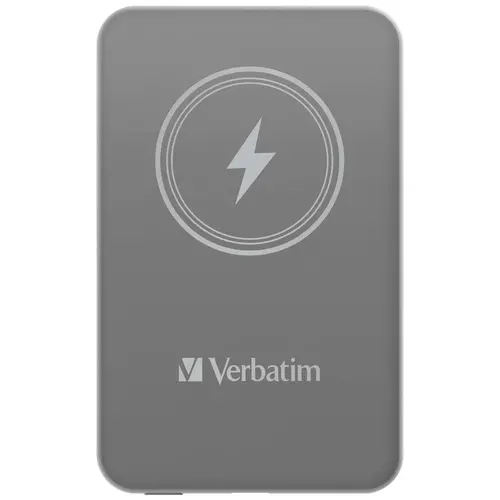 Външна батерия, Verbatim MCP-5GY Power Pack 5000 mAh with UBS-C PD 20W / Magnetic Wireless Charging 15W Grey