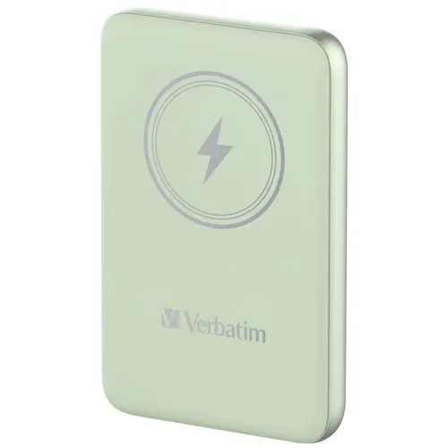 Външна батерия, Verbatim MCP-10GN Power Pack 10000 mAh with UBS-C PD 20W / Magnetic Wireless Charging 15W Green - image 1