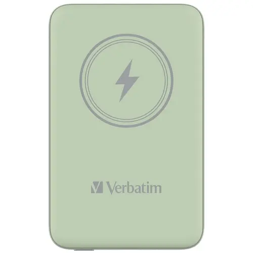 Външна батерия, Verbatim MCP-10GN Power Pack 10000 mAh with UBS-C PD 20W / Magnetic Wireless Charging 15W Green
