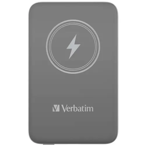 Външна батерия, Verbatim MCP-10GY Power Pack 10000 mAh with UBS-C PD 20W / Magnetic Wireless Charging 15W Grey