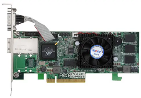 ARC-1211x 4 porturi externe SATAII /1xSFP-8088/, procesor I/O Intel IOP341, 256 MB RAM, PCIe x8, AID nivel 0, 1, 10(1E), 3, 5, 6 și JBOD - 1