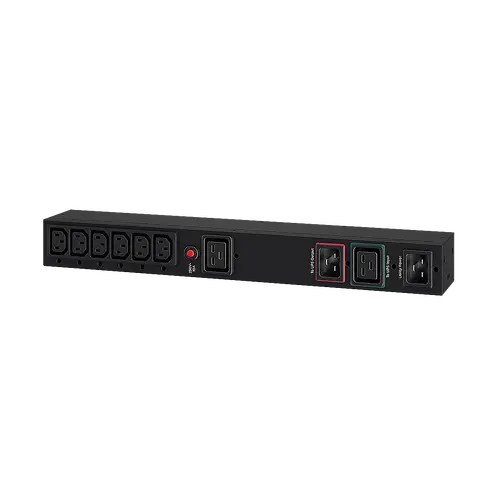 1U Rackmount ръчен байпасен превключвател PDU, 16А; 1x C19/6x C13 изхода; MBP20HVIEC6A