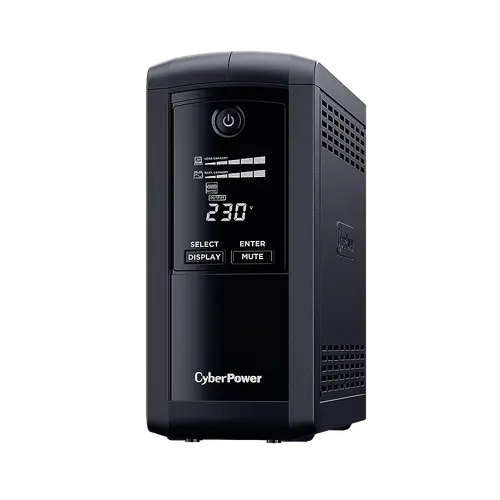UPS economic cu AVR și display LCD, 1000VA/550W, 4x Schuko, Autonomie la 90W ( min ):44, Protecție la supratensiune și vârfuri de tensiune; VP1000ELCD - 1