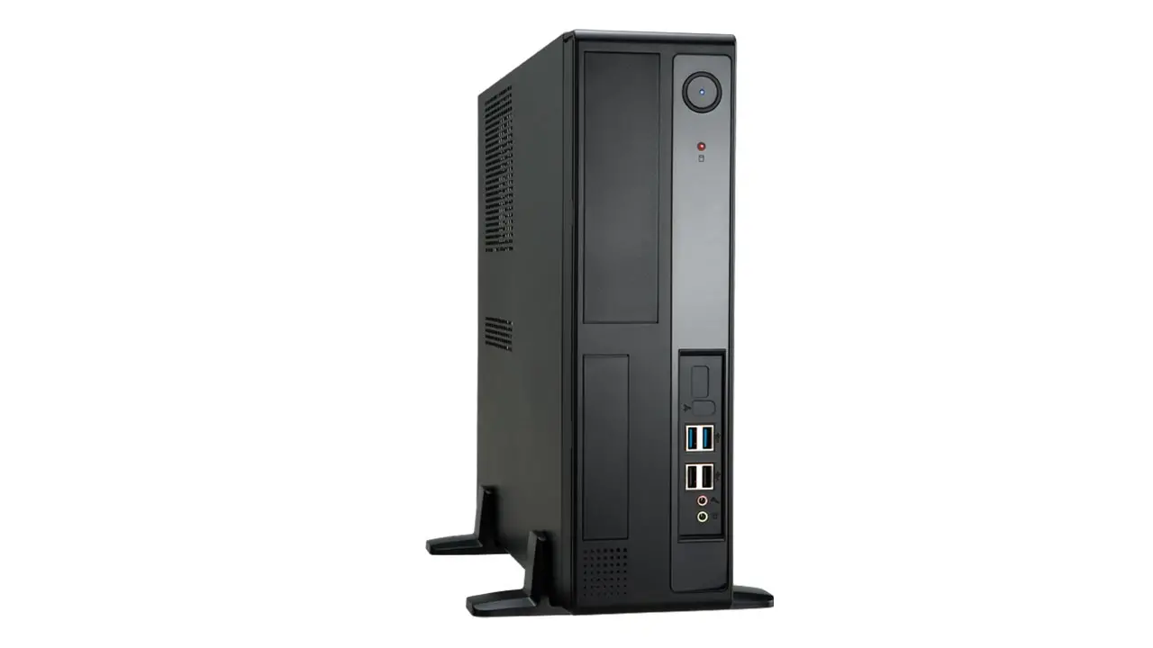Case S.F.F. slim mATX 1x5.25", 3x3.5", 2xUSB3.0, 2xUSB2.0, HD Audio, with TFX 300W PSU 85+, 330 x 96 x 365 mm, black, screwless