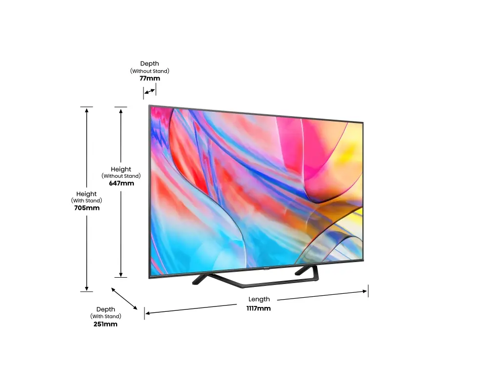 Телевизор, Hisense 50" A7KQ, 4K Ultra HD 3840x2160, QLED, FALD, Quantum Dot, HDR 10+, HLG, Dolby Vision, Dolby Atmos, Smart TV, WiFi 5GHz, WiFi Direct, BT, Anyview Cast, 3xHDMI, 2xUSB, LAN, CI+, DVB-T2/C/S2, Dark Grey - image 8