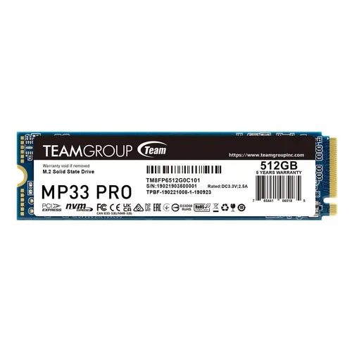 Твърд диск, TEAM SSD MP33 PRO 512 M2 PCI-E