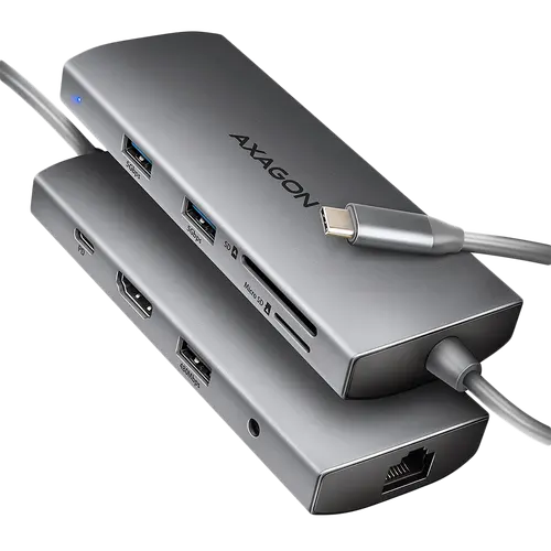 AXAGON HMC-8HLSA USB-C 3.2 Gen 1 hub, 3x USB-A + 4K/30Hz HDMI + SD/microSD, GLAN, Audio, PD 100W, 20cm USB-C cable