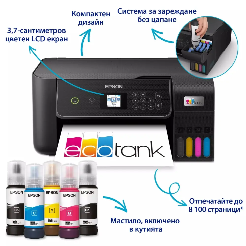 Мастилоструйно многофункционално устройство, Epson EcoTank L3280 WiFi MFP - image 1