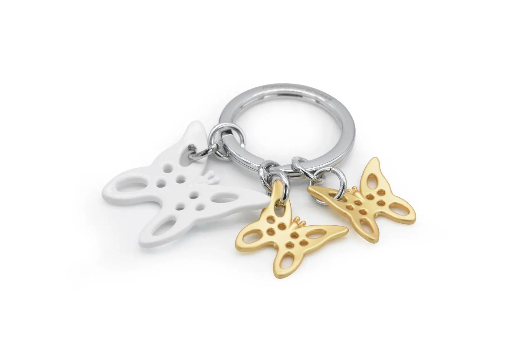 Ключодържател Metalmorphose Butterfly, Matt white / Matt gold