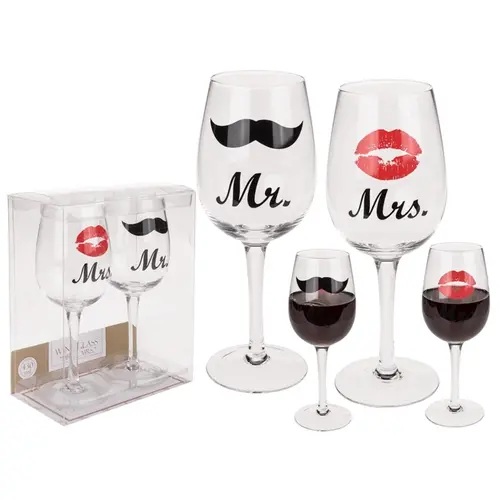 Σετ ποτήρια κρασιού Mr. & Mrs., 430ml - 1