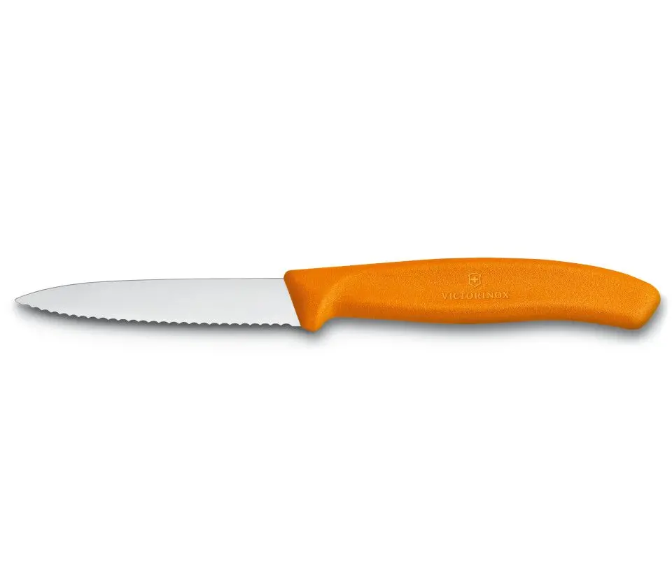 Μαχαίρι ξεφλουδίσματος Victorinox Swiss Classic 8 cm, οδοντωτή λεπίδα, πορτοκαλί