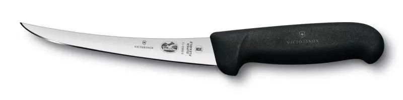 Cuțit de bucătărie Victorinox Fibrox pentru dezosare, lamă curbată și flexibilă, 150 mm, negru