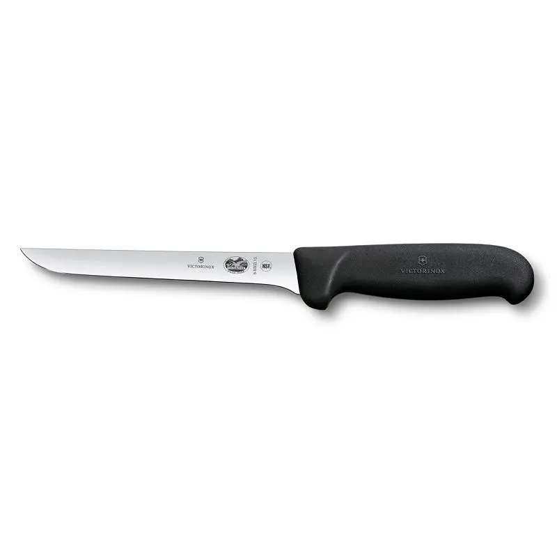 Κουζινομάχαιρο Victorinox Fibrox για ξεκοκκάλισμα, φαρδιά λεπίδα με καμπύλη πίσω πλευρά, 150mm, μαύρο