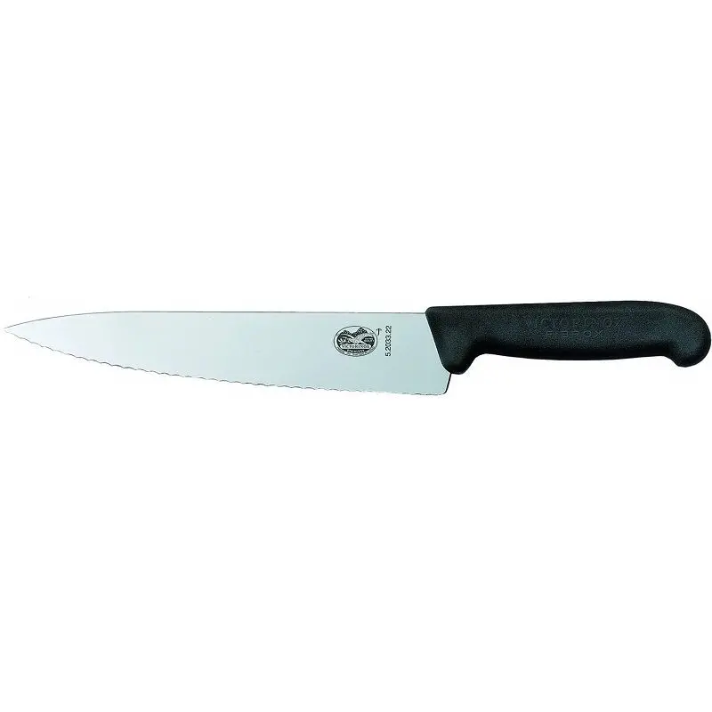 Cuțit de bucătărie Victorinox Fibrox universal, 190mm, lamă zimțată, negru