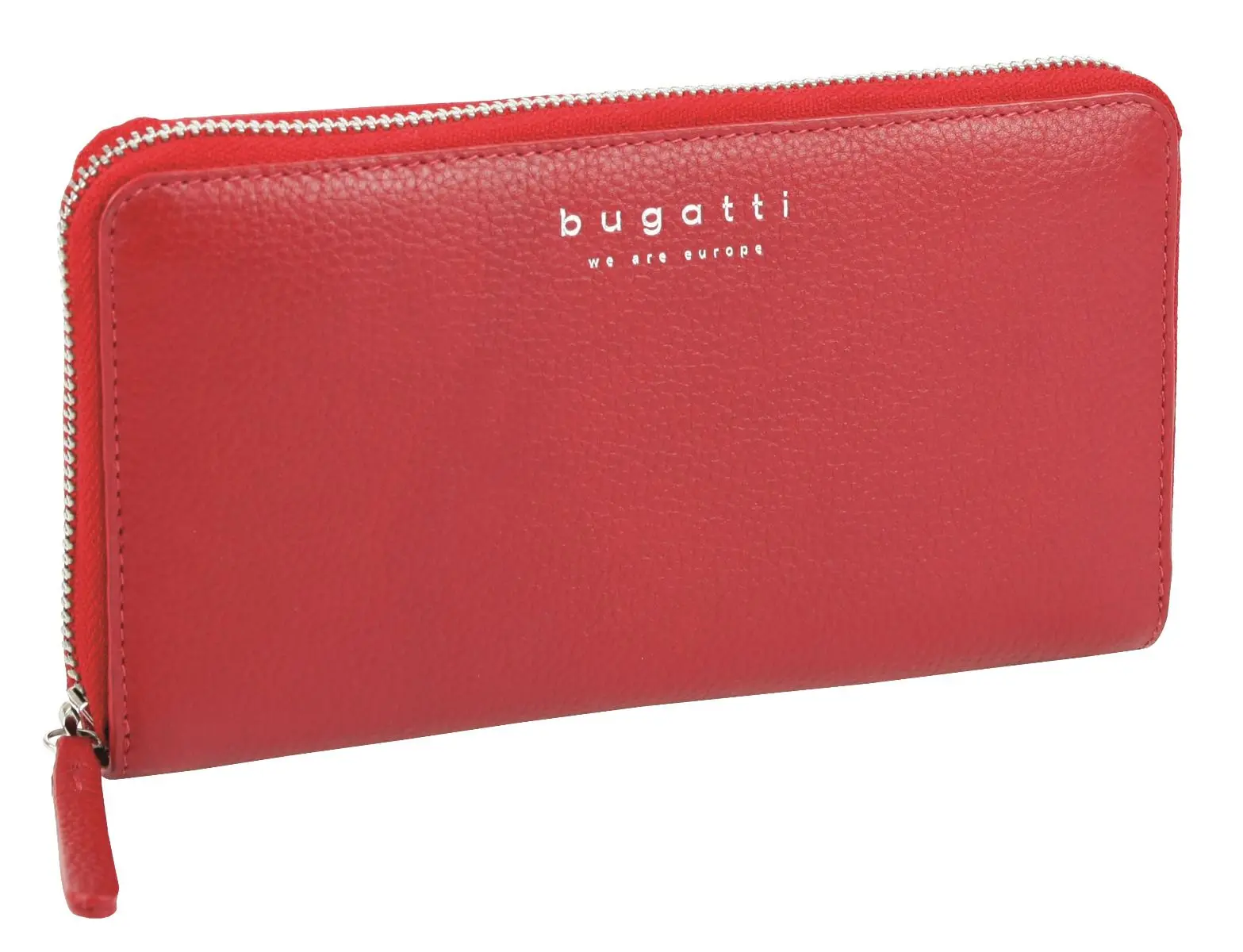 Дамски кожен портфейл Bugatti Linda 18CC, eстествена кожа, червен