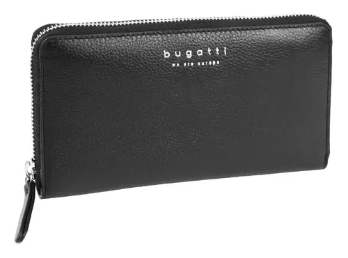 Portofel din piele pentru femei Bugatti Linda 18CC, piele naturală, negru - 1