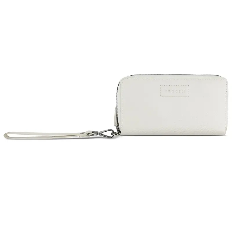 Дамски кожен портфейл Bugatti Elsa Long Double Zip Wallet, бял